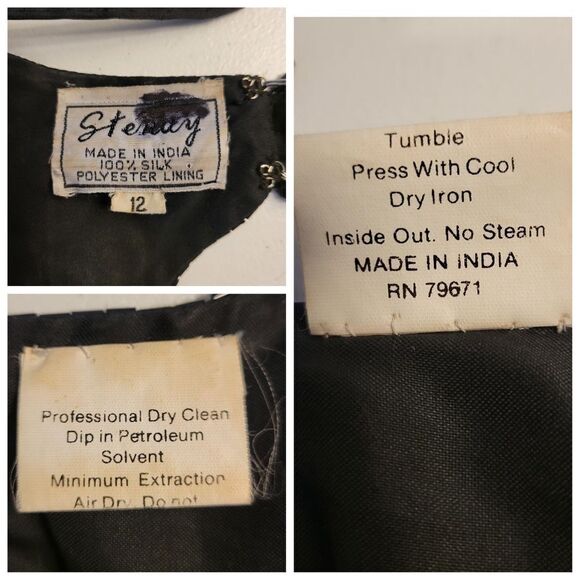 Stenay 80s Vintage Silk Sequin Beaded Cocktail Evening Dress Women's Size 12 - Picture 15 of 16